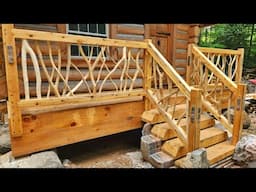 Rustic Porch Build! Stone Inlays & Twig Railings / Ep116 / Outsider Cabin Build