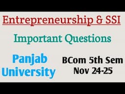 Important Questions in Entrepreneurship| Panjab University | Bcom 5th | Small scale business