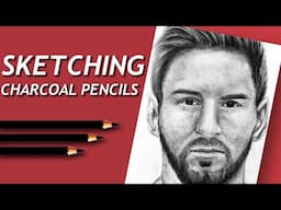 Drawing Portrait of Lionel Messi with Charcoal Quick Sketch (Time Lapse) #shorts