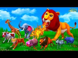 Magical Fire Lion 🔥🦁 King and Friends: Funny Animal 🐄🐘🦒🐒 Cartoons Rescue Adventure!