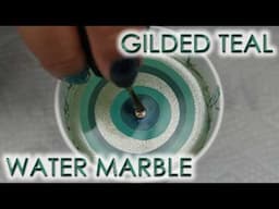 Gilded Teal Gift Wrap Water Marble | DIY Nail Art Tutorial | MSLP