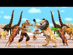 Death Run Who Will Win -Saber Tooth Tiger Vs Cow,Elephant,Gorilla,Dinosaur,Wild Animal Revolt Battle