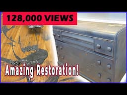 AMAZING RESTORATION of RARE VINTAGE 1930s WATERFALL DRESSER. Relaxing Furniture Restoration Video