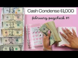 FEBRUARY NO. 1 CASH STUFFING OF 2025 | Paycheck Cash Stuffing | FIRST CASH CONDENSE OF 2025 | Feb #1