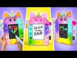 SCHOOL HACKS DIY🦄 Sparkly Pop It Unicorn Drawing Board |