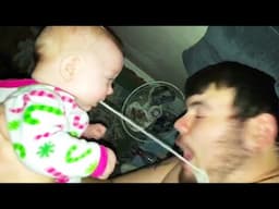 Newborn baby vomits milk on parents 🤮🤮🤮 #005 - Funny Baby Vomit - Funny Pets Moments