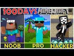 100 DAYS IN MINECRAFT NOOB  VS PRO VS HACKER MINECRAFT ANIMATION