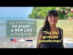 American woman in a sincere interview about starting a business on a tropical island in Thailand