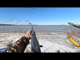 Big Lake Adventure: Late-Season Duck Hunting in Strong Winds with Blue Skies