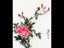 Peony & BIrd Stroke by Stroke Sumi-e Tutorial Painting