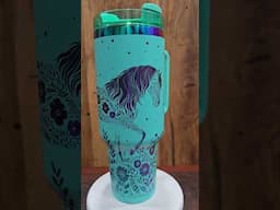 Lasered Tumbler Flower Horse