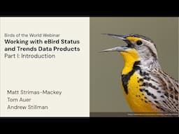 Working w. eBird Status and Trends: An online science workshop for practitioners and R users Part I.