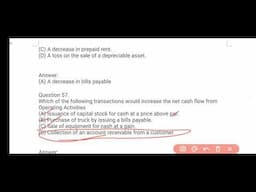 Cash flow statement Mcqs || part-2