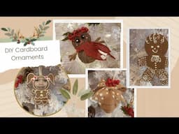 4 DIY Cheap Rustic Christmas Ornaments Using Cardboard & Dollar tree items | Christmas 2020