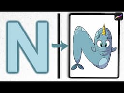 N is for Narwhal Let's Draw The Alphabet as Animals Ep 14 //Procreate Tutorial!