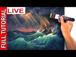 LIVE - Acrylic Painting / Sailboat in the Storm / FULL TUTORIAL / JMLisondra