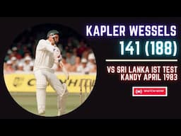 Kepler Vessels scored 141 off 188 balls, 250 mins, 21 fours, vs SL Ist Test at Kandy in April 1983