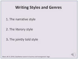 Writing Styles and Genres in Qualitative Research video