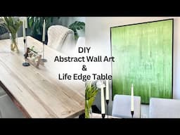 How To Make Large Abstract Canvas Wall Art &Live Edge Dining Table for a Dining Room Budget Makeover