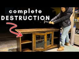 EXTREME DESTRUCTION of TV Console | DIY Furniture Makeover