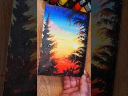 Acrylic painting on canvas 🌞 simple sunset painting #shorts