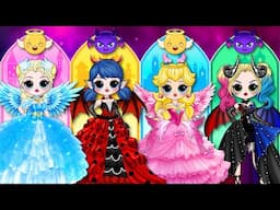 If Elsa, Wednesday & Ladybug Become ANGEL or DEVIL | DIY Paper Dolls Fashion