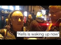 Philip Dwyer interviews local woman at protest in Kells Co Meath