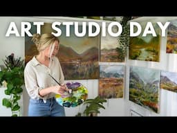 Cosy Snowy Art Studio Vlog ❄️ [packaging artwork and paintings]