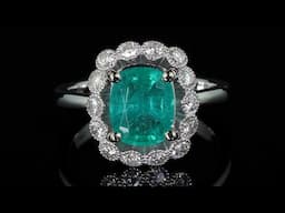 GIA CERTIFIED Green Emerald Diamond Engagement Ring 14k White Gold Estate 2.51 tcw NATURAL Estate