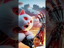 White Cat Robot reacts #cats #aicat #robot #shorts #cute #viralvideo #cat #robotcat