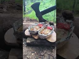 The secret of pork on fire with mushrooms #cooking #survival #food