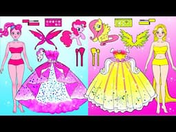 Pink VS Yellow MY LITTLE PONY Make Up & Dress Up - Barbie Transformation Handmade - Woa Doll Channel