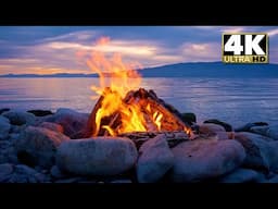 Live: Lakefront Campfire at Sunset | Crackling Fire, Water & Crickets in 4K for Sleep & Relaxation