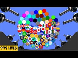 999 LIVES - Guns vs 84 Country, Colour & YouTuber Marbles - Battle Royale