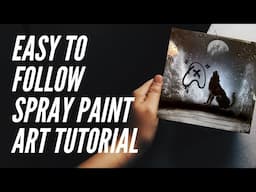 How to Paint a Wolf Howling at the Moon | Spray Paint Art Tutorial by Aerosotle