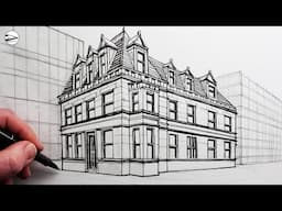 Learn to Draw a Realistic Mansion House in Two-Point Perspective: Narrated Drawing Tutorial