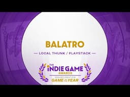 LocalThunk Accepts The Indie Game Award for Game of the Year for Balatro