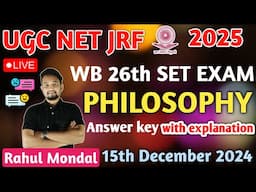 Unlocking Philosophy: West Bengal SET Exam 2024 Answer Key Explained by Rahul Sir