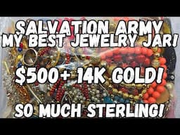 14K GOLD X4 & 925 SILVER 🤑 My Best Salvation Army Jewelry Jar Unboxing #jewelryunboxing #jewelryjar