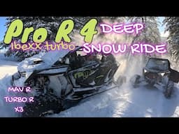 POLARIS PRO R 4 in the DEEP SNOW! Plus Mav R, Turbo R, X3