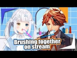 Roberu gets Mea to brush her teeth by talking about kissing【Holostars EngSub】