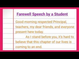 Farewell Speech by a student | Farewell Speech in English | Farewell Speech | Speech | Eng Teach