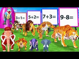 choose the right number tiger wolf lion bull mammoth elephant 5 time challenge paint animals crossin