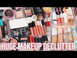 HUGE MAKEUP DECLUTTER: 50+ PRODUCTS GONE | Downsize My Collection & ASMR Reorganization | Jackie Ann