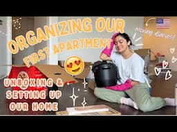 Unboxing, ORGANIZING & Setting Up Our FIRST APARTMENT | Moving Diaries Vlog 3