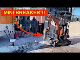 BREAKING CONCRETE USING MINI HYDRAULIC BREAKER WITH CHINESE EXCAVATOR