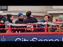 MARK WAHLBERG IN ACTION FILMING AT WHITEHALL LONDON