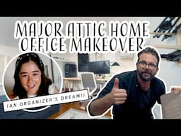 Cramped, Messy + Dark Attic Into Bright + Tidy Home Office Makeover