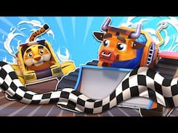 BULL BULLDOZER and POLICE CAR TIGER save the race! | Stop the Bandits