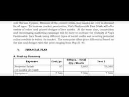 BUSINESS PLAN PART 5: FINANCIAL STATEMENTS